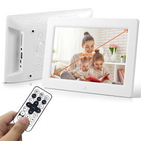 8インチ デジタルフォトフレーム 電子POPモニター メモリーカード/USBメモリ 1280*800P 写真・音楽・動画再生 オート再生・リピート再生 自動電源ON/OFF カレンダー 販促用デジタルサイネージ リモコン操作 AC電源供給 メディアプレーヤー 卓上スタンド付き
