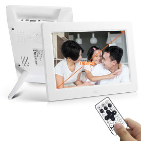 10インチ デジタルフォトフレーム 電子POPモニター 小型ディスプレイ メモリーカード/USBメモリー 1280*800P 写真・音楽・動画再生 オート再生・リピート再生 自動電源ON/OFF カレンダー販促用デジタルサイネージ リモコン操作AC電源供給 メディアプレーヤー卓上スタンド付き