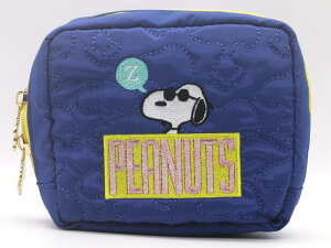 スヌーピー キルティングポーチ ジョー・クール ネイビー SNOOPY PEANUTS グッズ レディース キッズ キャラクター メイクポーチ