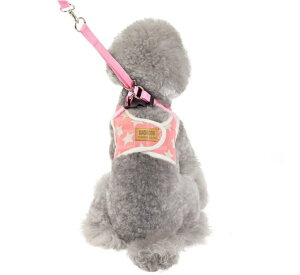 サラサラ生地のハーネスリードセット★安心の2点留め♪ブルーピンクSMLペット用胴輪胸当てベストマジックテープ装着小中型犬用アウトレット価格