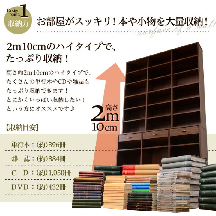 楽天市場】収納力抜群！120cm幅引き出し付きハイタイプ本棚【-Classia 