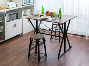 ダイニングセット 折りたたみ ダイニングテーブル チェア 2点 セット 2人用 幅90 バタフライテーブル スツール ダークブラウン ブラック 木製 スチール