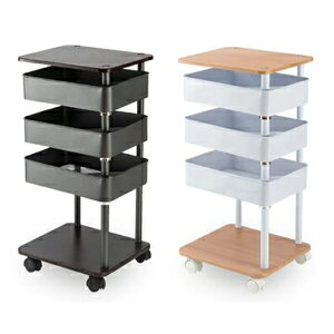 【即納】回転トレイワゴン ダークグレーxダークブラウン ホワイトxナチュラル【同梱不可、割引不可品】 キャスター付きワゴン 回転式トレイ 底板付き 天板付き スリムサイズ キッチン デ