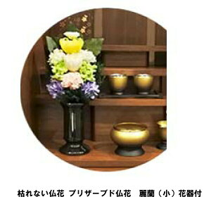 枯れない仏花 プリザーブド仏花 麗蘭(小)花器付【楽天倉庫直送h】 仏具 造花 水やり不要 プリザーブドフラワー 消臭 抗菌