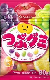 【直送品】【12個セット】春日井 つぶグミ 80gx12個セット 食品 スイーツ お菓子 グミ 5種類 フルーツ味 アソート