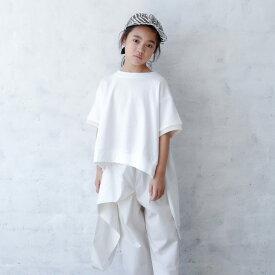 michirico ミチリコ 2023SS 春夏 子供服 Back long pullover バックロングプルオーバー ホワイト S(90-100cm)M(100-115cm)L(115-130cm)XL(130-140cm) | カットソー トップス 子供 人気ブランド