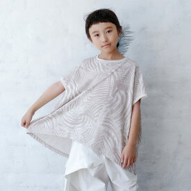 michirico ミチリコ 2023SS 春夏 子供服 Real zebra TEX BigT ゼブラ柄ビッグTシャツ パールグレー S(90-100cm)M(100-115cm)L(115-130cm)XL(130-140cm) | カットソー トップス 子供 人気ブランド