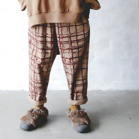 michirico ミチリコ 2023AW 秋冬 子供服Chocolate check pants チョコレートチェックパンツ モカ　 S(90-100cm)M(100-115cm)L(115-130cm)XL(130-140cm) | ズボン 子供 人気ブランド