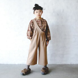 michirico ミチリコ 2023AW One shoulder wide pants ワンショルダーワイドパンツS(90-100cm)M(100-115cm)L(115-130cm)XL(130-140cm) | 長ズボン オーバーオール サロペット ショルダー 子供 人気ブランド