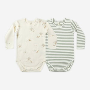 yD1zQuincy Mae(NCV[C) 2025AW H~ xr[ JERSEY BODYSUIT@2 PACK -FOX LAND, FERN STRIPE- p[X 2Zbg | 60cm70cm80cm q oYj Mtg