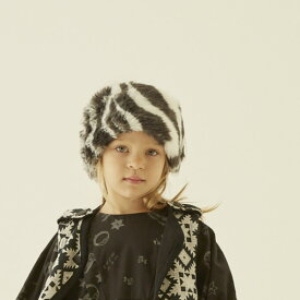 eLfinFolk エルフィンフォルク 2023AW 秋冬 子供服 Zebra fur Turban　ゼブラファーターバン　キッズ　54cm| キッズ ターバン　ヘアアクセサリー 子供 キッズ 男の子 女の子 おしゃれ 上品 かわいい