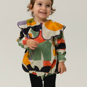 WOLF&RITA / ウルフアンドリタ 2025AW 24aw 秋冬 ベビー服 ERCILIA GEOMETRIE jumpsuit 襟付きジャンプスーツ | ショートオール ロンパース カバーオール ベビー 新生児 出産祝い 80cm 90cm おしゃれ かわいい