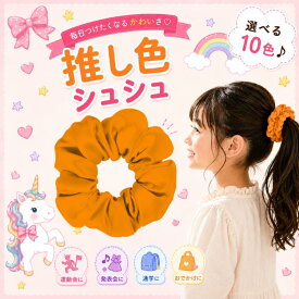 【楽天スーパーSALE ポイント10倍】シュシュ オレンジ 橙色 キッズ ヘアゴム 大きめ 推し色 推し活 ヘアアクセサリー 女の子 子供 小学生 中学生 かわいい 可愛い おしゃれ 髪留め 通学 発表会 運動会 おでかけ お揃い コンサート ライブ 体育祭 ヘアアクセ 1000円ポッキリ