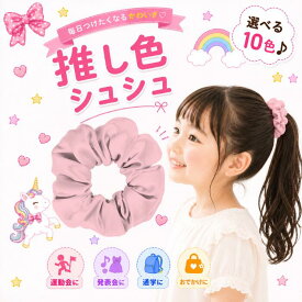 【楽天スーパーSALE ポイント10倍】シュシュ ピンク 桃色 キッズ ヘアゴム 大きめ 推し色 ヘアアクセサリー 女の子 子供 小学生 中学生 かわいい 可愛い おしゃれ 髪留め ボリューム 通学 発表会 運動会 おでかけ お揃い コンサート ライブ 体育祭 ヘアアクセ 1000円ポッキリ