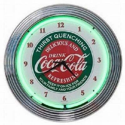 Coca-cola 品質検査済 コカ コーラ エバーグリーン ネオンクロック 【返品交換不可】 壁掛時計