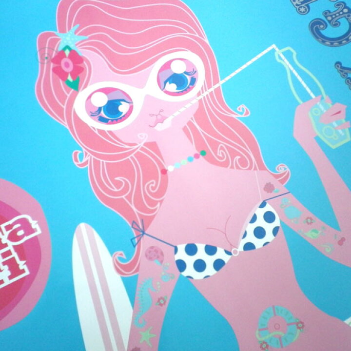 楽天市場 半額sale 訳あり アナスイ Anna Sui ポスター 絵 イラスト インテリア オブジェ 女の子 インテリア 夏 サマー 鮮やか ブルー ピンク 文房具 文具 ブランド クリスマス ハロウィン バレンタイン Moncachette
