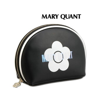 マリークワント MARY QUANT マリクワ オーロラロゴ プリント ラウンドポーチL ブラック 黒 ブラック ラウンド ブランドポーチ 化粧ポーチ メイク リップデイジー プレゼント ギフト かわいい お