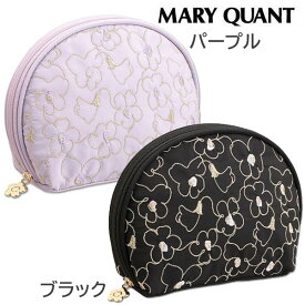 マリークワント MARY QUANT マリクワ VIOLET HAPPINESS ラウンドポーチL（ブラック・パープル） 小物入れ 化粧 デイジー ブランドポーチ 化粧 メイク コスメ プレゼント ギフト かわいい おしゃれ お返し クリスマス 誕生日