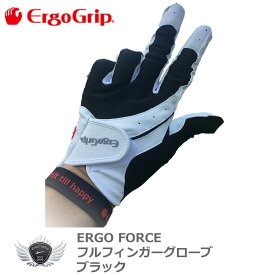 ERGO FORCE フルフィンガー男女兼用ゴルフグローブ ブラック 左手用 EGO-1902