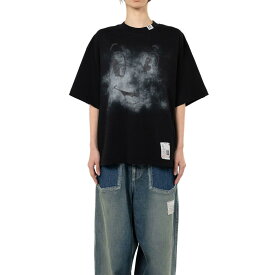 ＼期間限定20%OFFクーポン！ポイント20倍※エントリー必須／ Maison MIHARA YASUHIRO|ミハラヤスヒロ Happy Face Printed Distressed T-shirt BLACK (K15TS761) 25AW 25秋冬　トップス　Tシャツ　プリントTシャツ