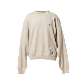 ＼最大10%OFFクーポン！ポイント20倍※エントリー必須／ Maison MIHARA YASUHIRO | メゾンミハラヤスヒロ Distressed Knit Sweater WHITE (J16SW712) 26SS 26春夏 ニット セーター レオン 刺繍 エンブロイド クルーネック ダメージ加工