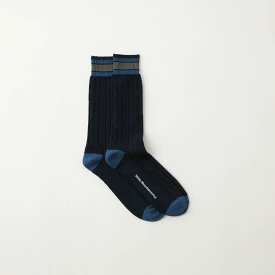 white mountaineering 【ホワイトマウンテニアリング】CABLE KNIT SOCKS NAVY (WM2371809) 23SS 23春夏 靴下 ソックス