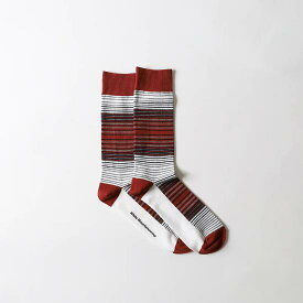 white mountaineering 【ホワイトマウンテニアリング】MULTI STRIPE SOCKS BURGUNDY (WM2371810) 23SS 23春夏 靴下 ハイソックス