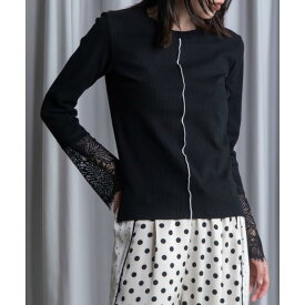 MARECHAL TERRE 【マルシャルテル】 袖レースリブインナートップス BLACK (ZMT261CT760) 25秋冬 25AW トップス　リブトップス　袖レース