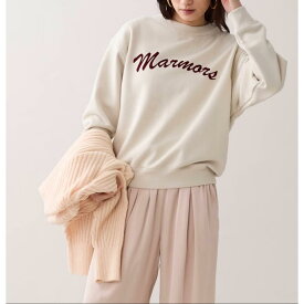 【marmors】flocky logo sweat 　L/BEIGE (0226309080) 26AW　26秋冬　フロッキー　ロゴ　スウェット
