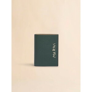 MARNI | �}���j leather bifold wallet with Marni Mending embroidery DEEP PETROL (PFMI0098U0P653300V93) 26SS 26�t�āy �������� �z���K�i ���z �~���h�J�[�t�X�L�� ��܂� �E�H���b�g �n���h�X�e�b�` ���S �X�i�b�v�{