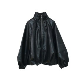 MARILYN MOON 【マリリンムーン】eco leather tuck blouson　19.BLACK (4254-110) 25AW　25秋冬 エコレザー　ブルゾン