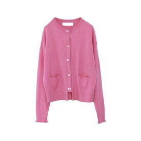 MARILYN MOON 【マリリンムーン】cotton cashmere bijou cardigan 55.PINK (4254-00355) 25AW　25秋冬 カーディガン　ビジューカーディガン