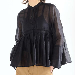 MARILYN MOON �y�}���������[���zsheer starched cotton lace flare blouse�@19.BLACK (4261-113) 26SS 26�t�ā@�R�b�g���@�u���E�X