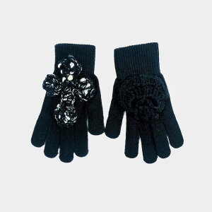 SYUMAN.yVE}zSYUMAN. Hand knitting Gloves BLACK (Man-A23aw-005) 23AW 23H~ Y.A.R.N [R{  O[u