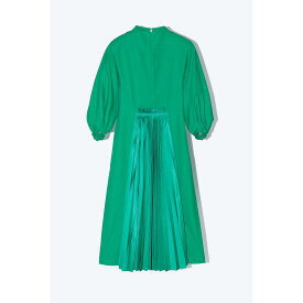 TOGA PULLA 【トーガプルラ】 TAFFETA PLEATS DRESS Green (TP241-FH226) 24SS 24春夏 ドレス ワンピース プリーツ