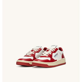 AUTRY 【オートリー】 TWO-TONE MEDALIST LOW SNEAKERS IN LEATHER COLOR WHITE AND RED MEN'S (AULM-WB02) スニーカー