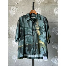 NTN | エヌティーエヌ MARIJN VAN KREIJ S/S OPEN COLLAR SHIRT BLACK PAINT (N006-046143) 26SS 26春夏トップス シャツ 開襟 オープンカラー ショートスリーブ ハーフスリーブ 半袖 ペイント マラインヴァンクライ