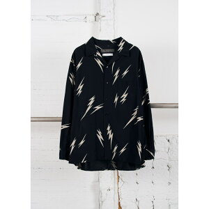 MASSES | �}�V�X× Y's for men BLEACH DYED LS SHIRT BLACK (1269106013) 26SS 26�t�� �g�b�v�X ���� �����O�X���[�u �V���c �I�[�v���J���[ �J��