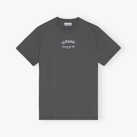 GANNI【ガニー】 Relaxed Ganni T-shirt Volcanic Ash (T3590) 25SS 25春夏　Tシャツ　ロゴプリント