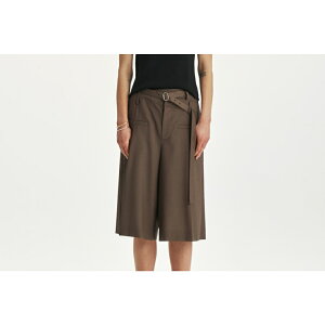 KIMMATIN|L}[eB DOUBLE WAIST BERMUDA PANTS IN BROWN (KM2434PT006MBRS) 25t 25SS pc V[gpc V[c n[tpc XbNX gEU[ xebh