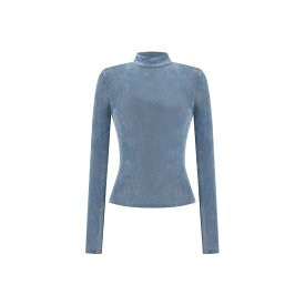 AMOMENTO | アモーメント mock neck top, blue (AM26FWW02TL) 26AW 26秋冬 トップス モックネック トップ フロッキー ベルベット