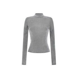 AMOMENTO | アモーメント mock neck top, grey (AM26FWW02TL) 26AW 26秋冬 トップス モックネック トップ フロッキー ベルベット