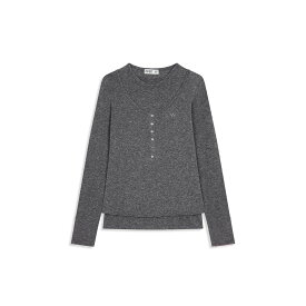 OPEN YY | オープンワイワイ LAYERED HENLEY LOUNGE TEE, CHARCOAL GREY (YY254TS001) 25AW 25秋冬 トップス ヘンリーネック レイヤード ロングスリーブ ロンT