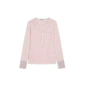 OPEN YY | オープンワイワイ LAYERED HENLEY LOUNGE TEE, PINK (YY254TS001) 25AW 25秋冬 トップス ヘンリーネック レイヤード ロングスリーブ ロンT