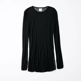 GOOD PEOPLE GOOD STITCHING GOOD PRODUCT | GGG Tencel Cashmere Extra Soft Random Rib Tunic Length Crew Neck Long Sleeve T Black (02-01-1965) 26AW 26秋冬 トップス クルーネック シアー ロングスリーブ