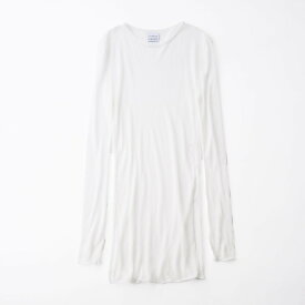 GOOD PEOPLE GOOD STITCHING GOOD PRODUCT | GGG Tencel Cashmere Extra Soft Random Rib Tunic Length Crew Neck Long Sleeve T White (02-01-1965) 26AW 26秋冬 トップス クルーネック シアー ロングスリーブ