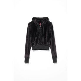 mukcyen | ムッシャン soft velour hoodie jet black (M269BL03) 26AW 26秋冬 トップス パーカー フーディ ジップアップ ベロア ロゴ