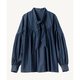 MUVEIL 【ミュベール】ボータイチュニックブラウス 64indigo (MA254FB001)　26SS 26春夏　ブラウス　ボータイチュニックブラウス