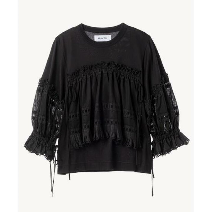 楽天市場】MUVEIL 【ミュベール】 タックレースフリルカットソー black  