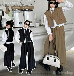 【送料無料】卒業式 パンツスーツ 女の子 160 韓国 卒服 小学校女子 3点セット 入学式 フォーマル 制服 ベスト パンツ 長袖シャツ ネクタイ 小学生 ジュニア 卒園式 結婚式 ピアノ発表会 イベ